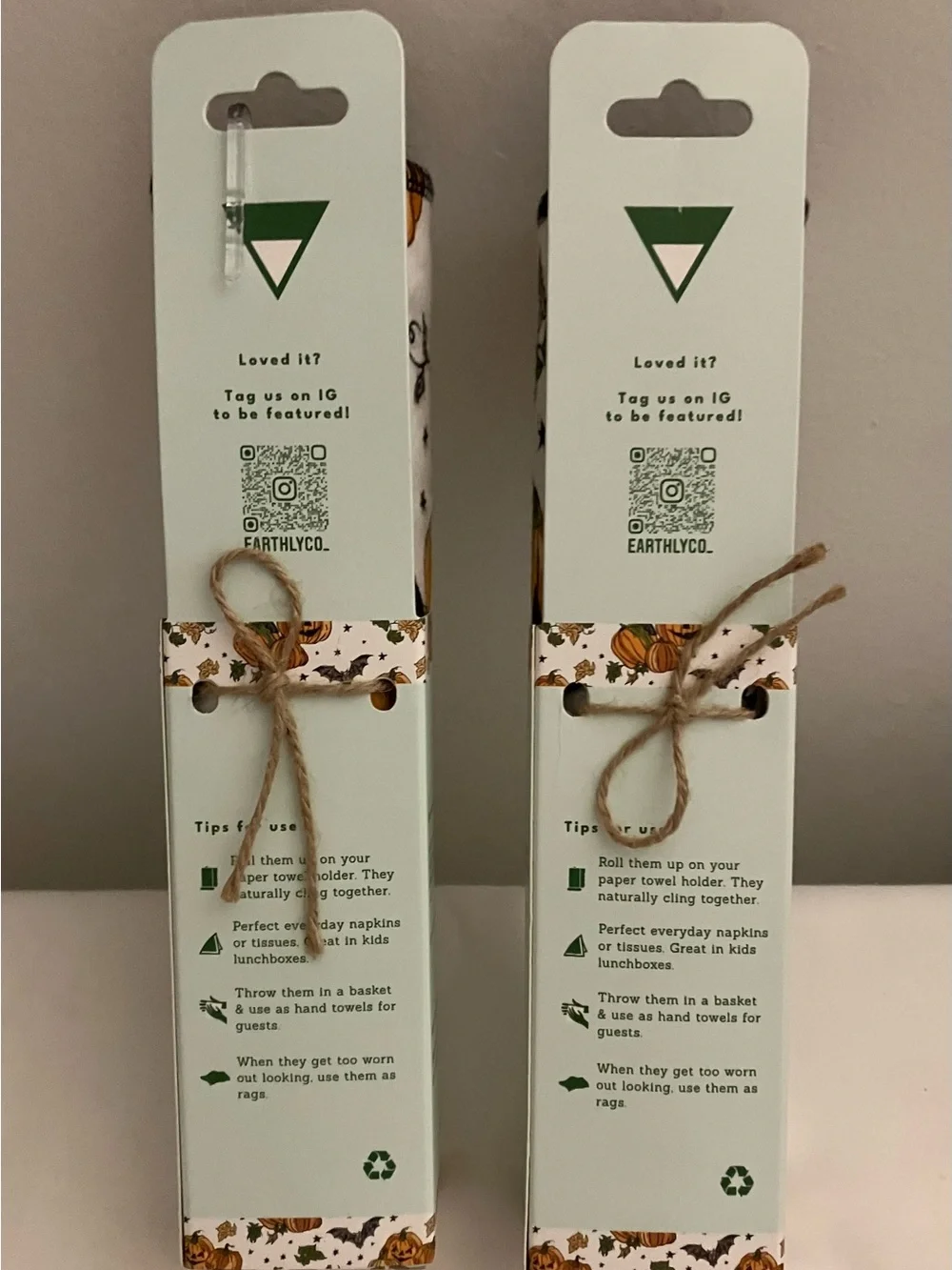 Earthly Notpaper Towels - Halloween  “Trick or Treat”  (White/Orange/Black) NWOT